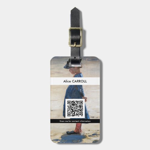 Kroyer _ Little Girl on Skagen Beach _ QR Code Luggage Tag