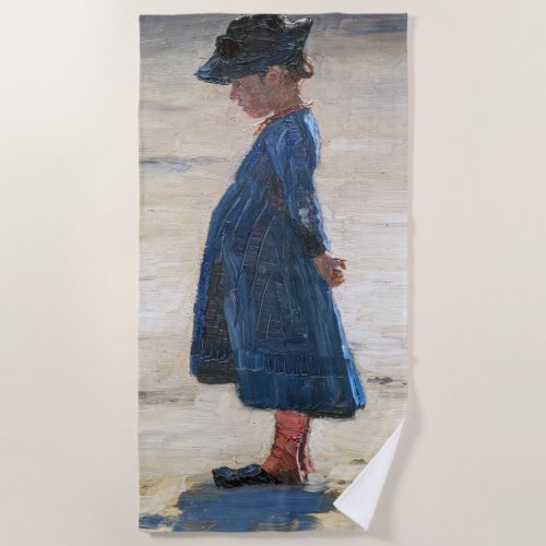 Kroyer _ Little Girl standing on Skagen Beach Beach Towel