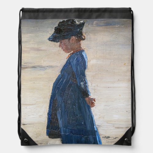 Kroyer _ Little Girl standing on Skagen Beach Drawstring Bag
