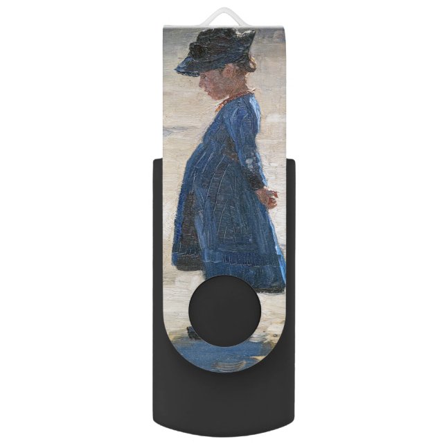 Kroyer - Little Girl standing on Skagen Beach Flash Drive (Front Vertical)