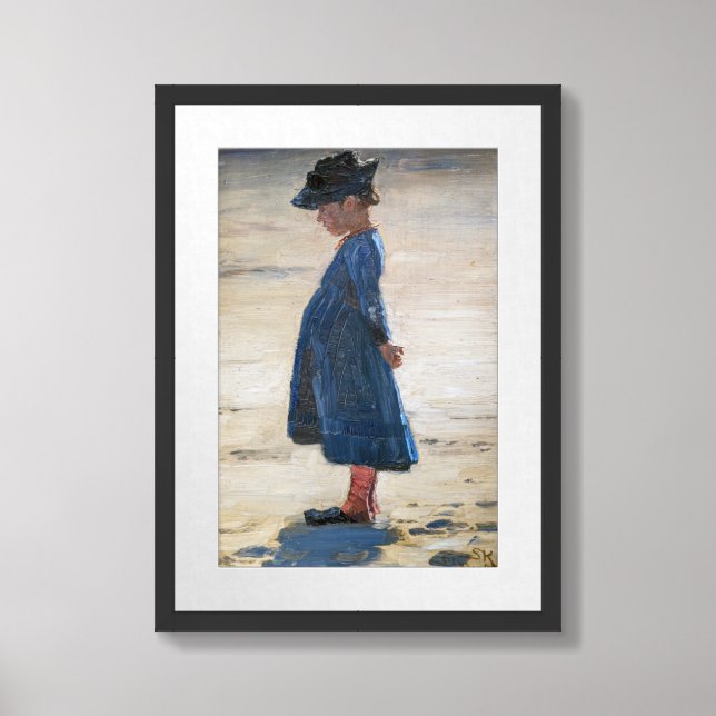 Kroyer - Little Girl standing on Skagen Beach Framed Art (Framed Front)