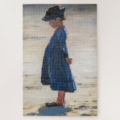 Kroyer _ Little Girl standing on Skagen Beach Jigsaw Puzzle