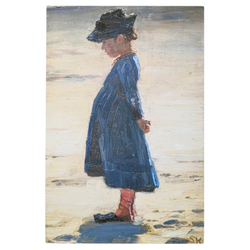 Kroyer _ Little Girl standing on Skagen Beach Metal Print