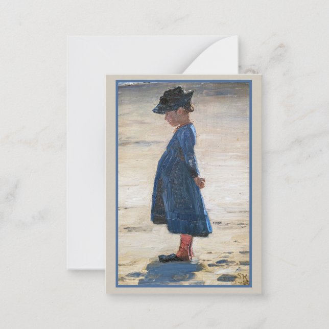 Kroyer - Little Girl standing on Skagen Beach Note Card (Front)