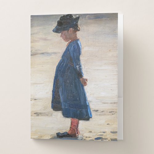 Kroyer _ Little Girl standing on Skagen Beach Pocket Folder