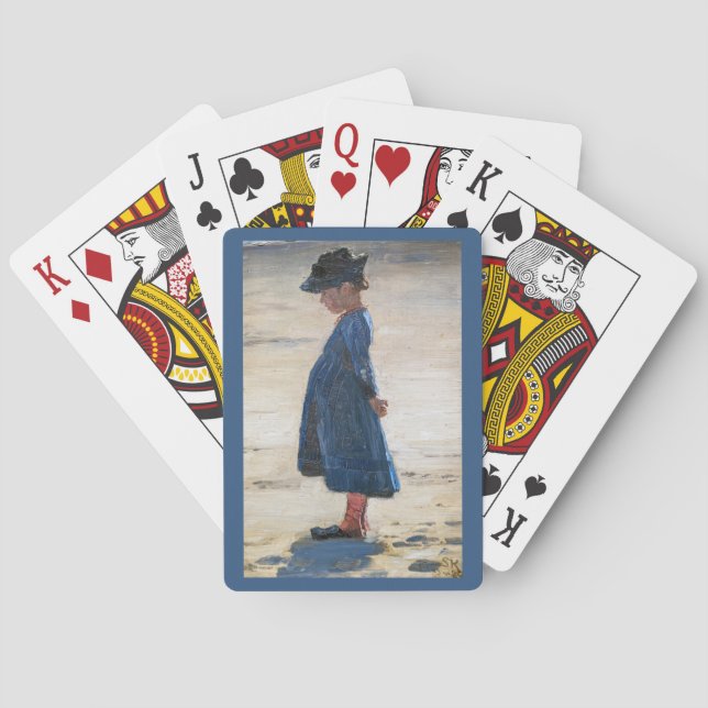 Kroyer - Little Girl standing on Skagen Beach Poker Cards (Back)