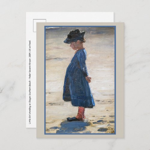 Kroyer _ Little Girl standing on Skagen Beach Postcard