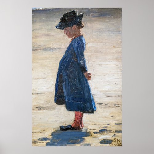Kroyer _ Little Girl standing on Skagen Beach Poster