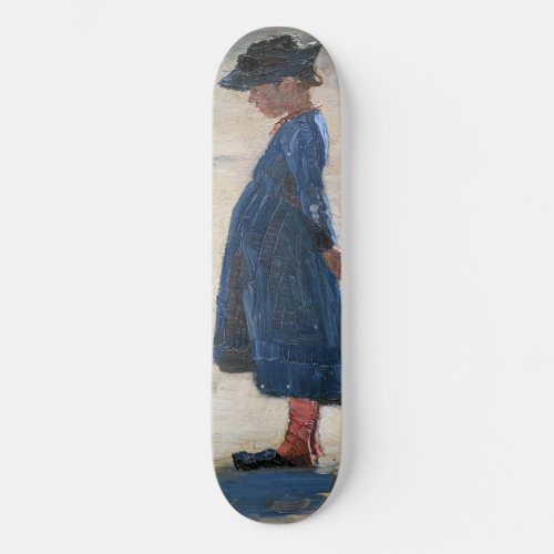 Kroyer _ Little Girl standing on Skagen Beach Skateboard