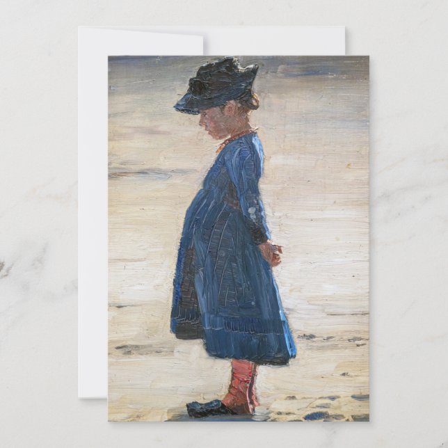 Kroyer - Little Girl standing on Skagen Beach Thank You Card (Front)