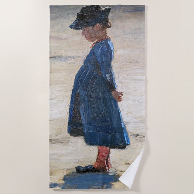 Kroyer - Little Girl standing on Skagen Beach Towel (Front)