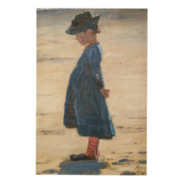 Kroyer - Little Girl standing on Skagen Beach Wood Wall Art