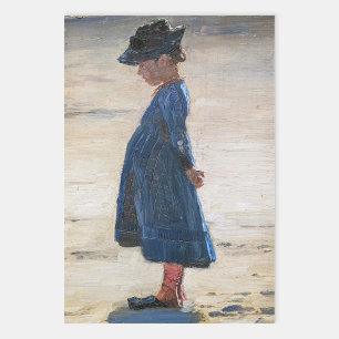 Kroyer - Little Girl standing on Skagen Beach Wrapping Paper Sheets