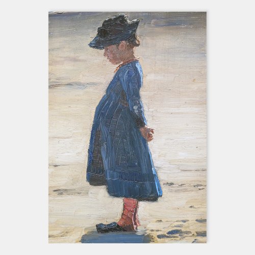 Kroyer _ Little Girl standing on Skagen Beach Wrapping Paper Sheets