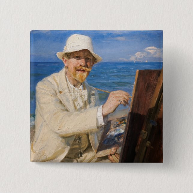 Kroyer - Self-Portrait at Skagen Beach Button (Front)