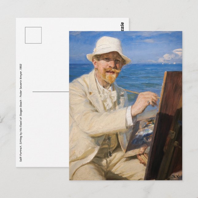 Kroyer - Self-Portrait at Skagen Beach Postcard (Front/Back)