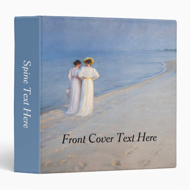 Kroyer - Summer Evening on Skagen Beach 3 Ring Binder (Front/Spine)