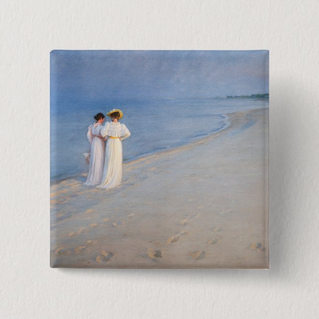 Kroyer - Summer Evening on Skagen Beach Button (Front)