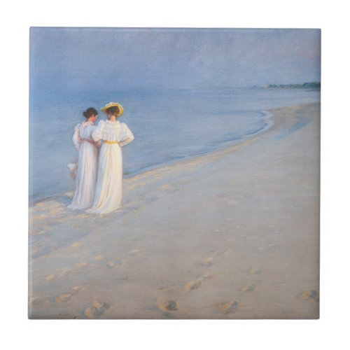 Kroyer _ Summer Evening on Skagen Beach Ceramic Tile