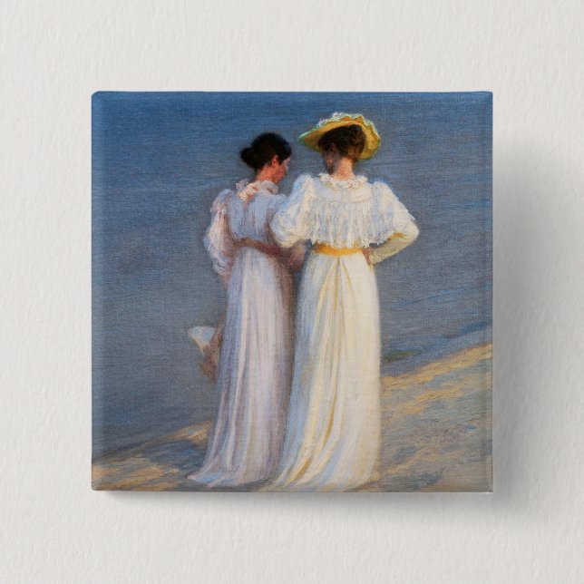 Kroyer - Summer Evening on Skagen Beach Closeup Button (Front)