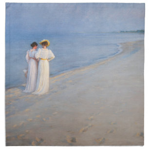 Kroyer - Summer Evening on Skagen Beach Cloth Napkin