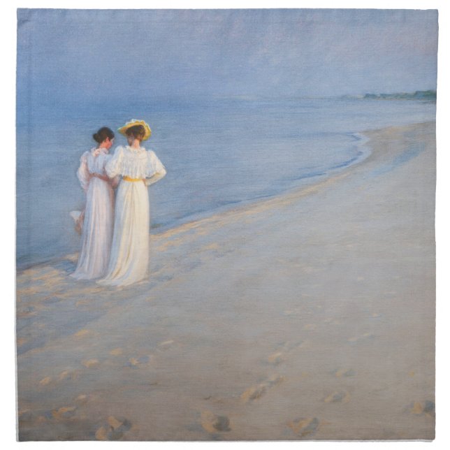Kroyer - Summer Evening on Skagen Beach Cloth Napkin (Front)