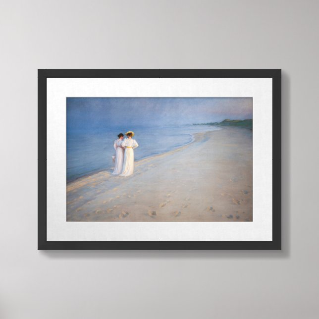 Kroyer - Summer Evening on Skagen Beach Framed Art (Framed Front)