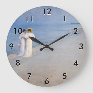 Kroyer - Summer Evening on Skagen Beach Large Clock