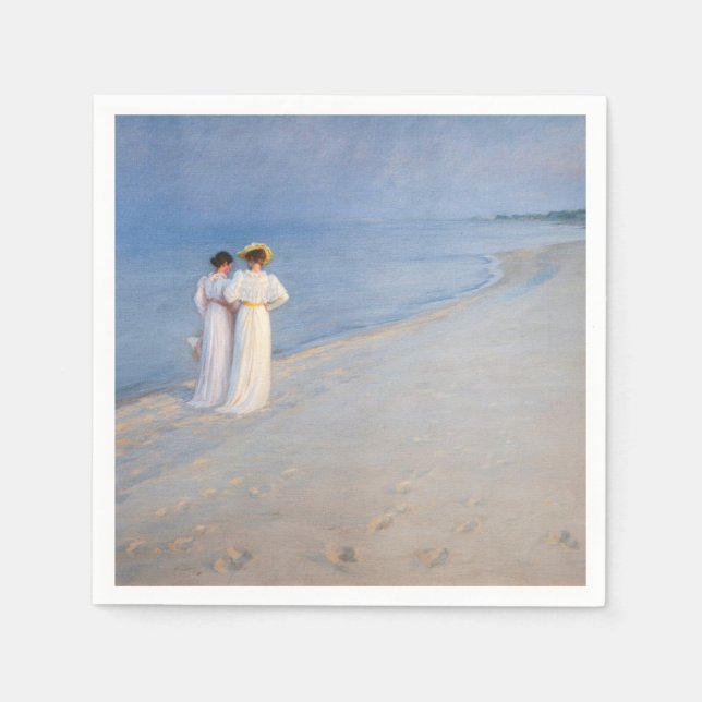 Kroyer - Summer Evening on Skagen Beach Napkins (Front)