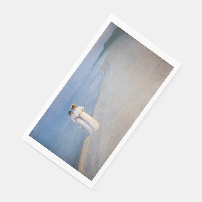 Kroyer - Summer Evening on Skagen Beach Paper Guest Towels (Corner)