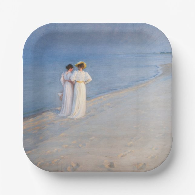 Kroyer - Summer Evening on Skagen Beach Paper Plates (Front)