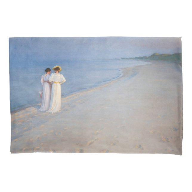 Kroyer - Summer Evening on Skagen Beach Pillow Case (Front)