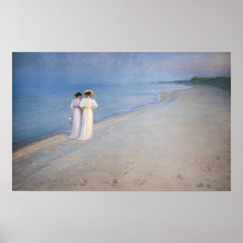 Kroyer _ Summer Evening on Skagen Beach Poster