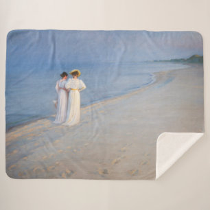 Kroyer - Summer Evening on Skagen Beach Sherpa Blanket
