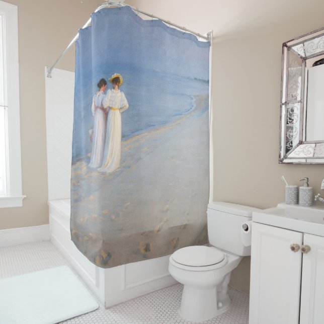 Kroyer - Summer Evening on Skagen Beach Shower Curtain (In Situ)