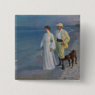Kroyer - The Artist and his Wife on the Beach Button
