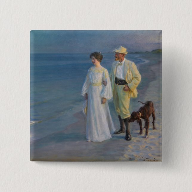 Kroyer - The Artist and his Wife on the Beach Button (Front)