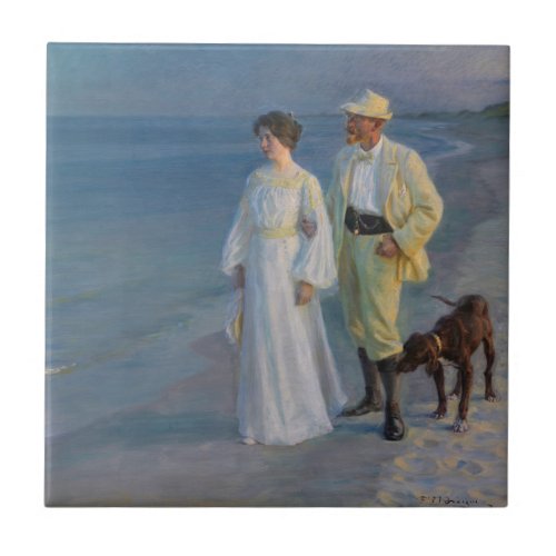 Kroyer _ The Artist and his Wife on the Beach Ceramic Tile