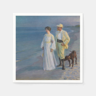 Kroyer - The Artist and his Wife on the Beach Napkins