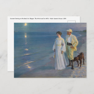 Kroyer - The Artist and his Wife on the Beach Postcard