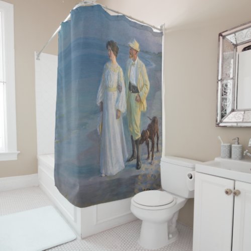 Kroyer _ The Artist and his Wife on the Beach Shower Curtain