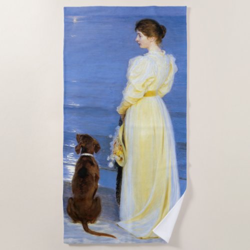 Kroyer _ The Artists Wife and Dog by the Shore Beach Towel