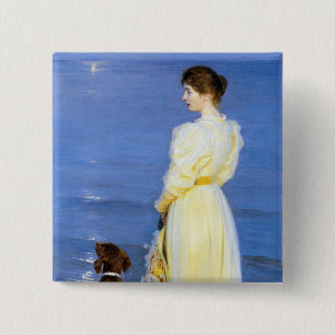 Kroyer - The Artist's Wife and Dog by the Shore Button