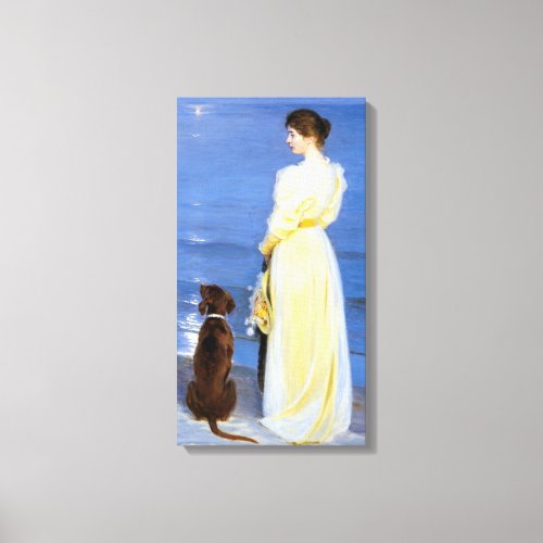 Kroyer _ The Artists Wife and Dog by the Shore Canvas Print