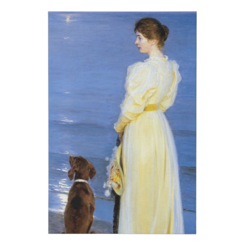 Kroyer _ The Artists Wife and Dog by the Shore Faux Canvas Print
