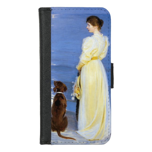 Kroyer - The Artist's Wife and Dog by the Shore iPhone Wallet Case (Front)