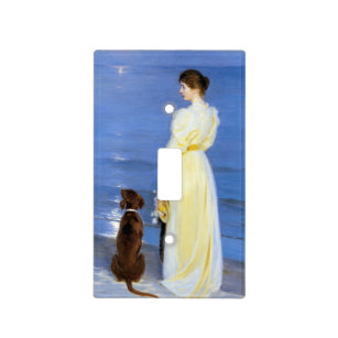 Kroyer - The Artist's Wife and Dog by the Shore Light Switch Cover