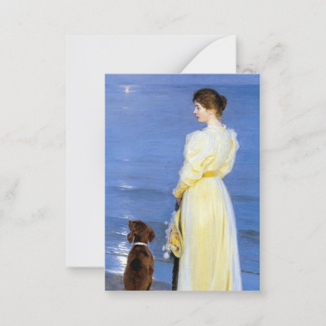 Kroyer - The Artist's Wife and Dog by the Shore Note Card (Front)