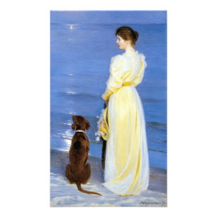 Kroyer - The Artist's Wife and Dog by the Shore Photo Print