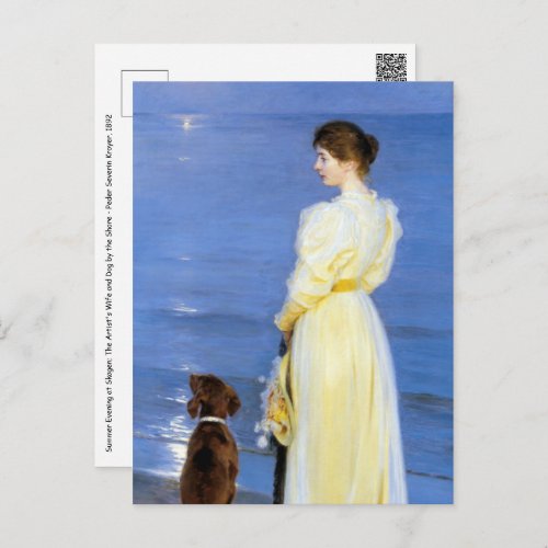 Kroyer _ The Artists Wife and Dog by the Shore Postcard